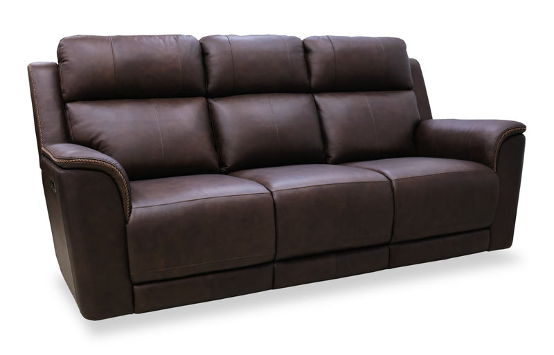 Vibe 85\" Genuine Leather Massage Power Reclining Sofa with Immersive Audio and Power Headrests - Brown