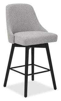 Nash Counter-Height Stool with Swivel Seat, Polyester Fabric, Metal - Dark Grey 