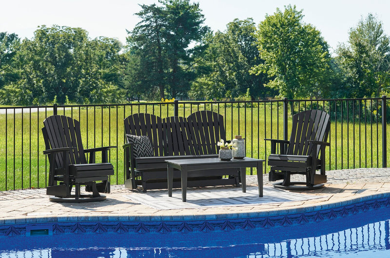 Lake Outdoor Patio Glider Swivel Chair - High Density Plastic, Weather Resistant – Black