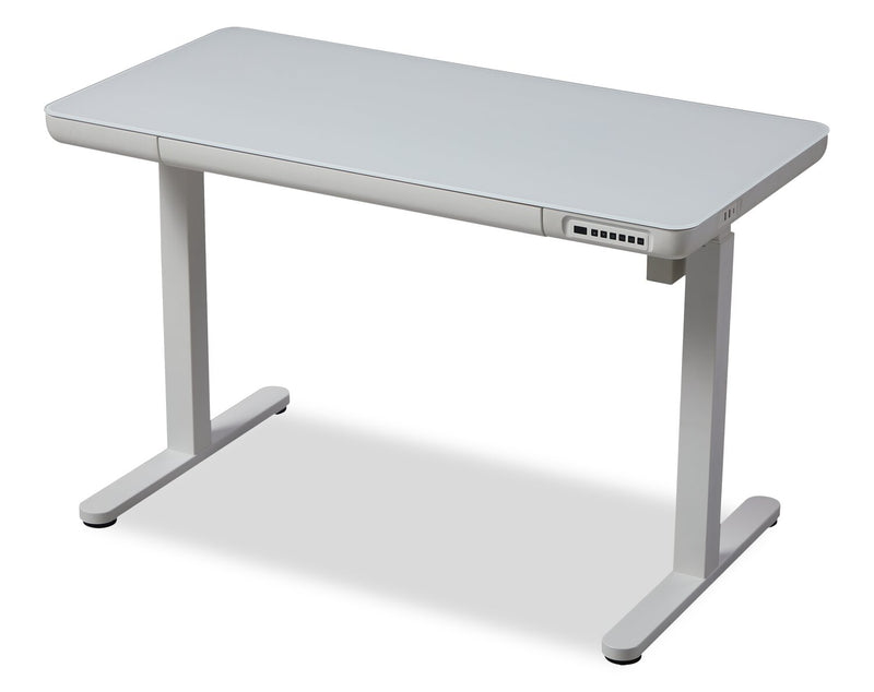 Metro 47.24” Height-Adjustable Office Desk with Storage and USB Ports - White