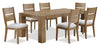 Lotus 7pc Dining Set with Table & 6 Slat-Back Chairs, Wood, 82\"W - Natural