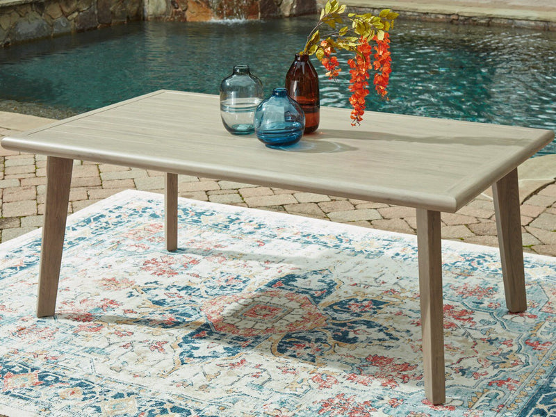 Muskoka Outdoor Patio Dining Height Table - Resin Wicker, Aluminum, UV & Weather Resistant - Beige