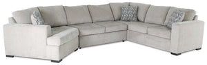 Legend 3-Piece Left-Facing Chenille Cuddler Sleeper Sectional - Platinum 