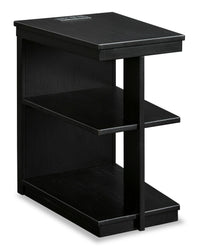 Julian 16” Contemporary Chairside Table with USB Ports - Black 