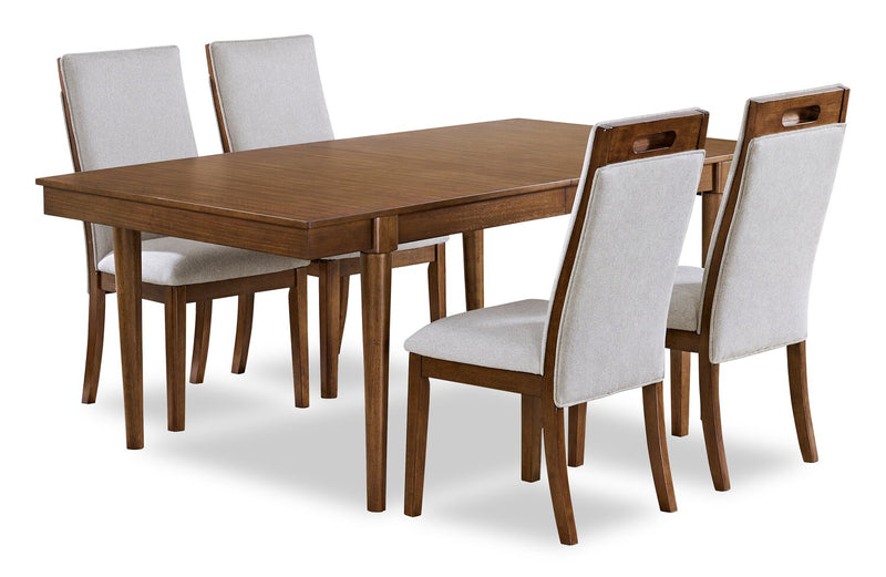 Ember 5pc Dining Set with Table & 4 Chairs, 74-92\"W - Grey & Brown