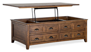 Hanson 50” Traditional Pine Lift Top Coffee Table with Storage and Casters - Toasted Nutmeg