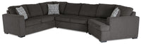 Legend 3-Piece Right-Facing Chenille Cuddler Sleeper Sectional - Pewter 