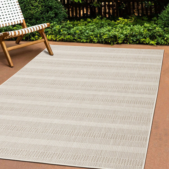 Lira 5'3\" x 7'7\" Striped Outdoor Rug – Cream 