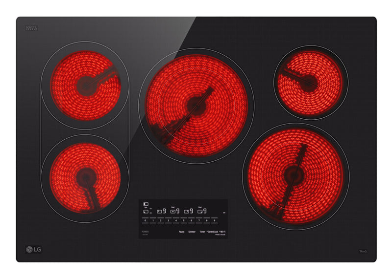 LG 30\" 5-Element Electric Cooktop with UltraHeat™ 3.2kW Element - Black - CBEW3017BE