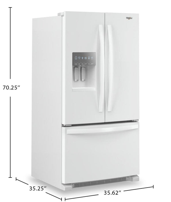 Whirlpool 36\" 25 Cu. Ft. French-Door Refrigerator with Ice and Water Dispenser - WRFF3436RW
