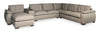 Raya Modular 5-Piece Left-Facing Genuine Leather Sectional with Storage Console and Wood Legs - Stone Beige