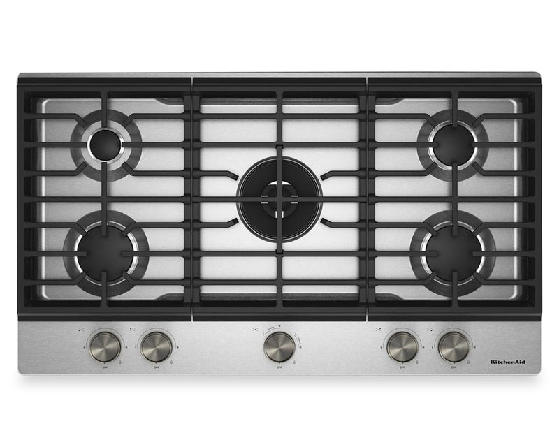 KitchenAid Gas-on-Metal Cooktop with Integrated Wok Grate – Stainless Steel - KCGK736SSS