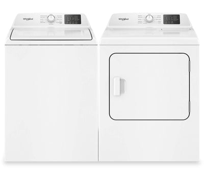Whirlpool 4.5 Cu. Ft. Top Load Impeller Washer and 7.0 Cu. Ft. Gas Dryer – White | Laveuse à chargement par le haut de 4,5 pi3 avec turbine et sécheuse à gaz de 7,0 pi3 de Whirlpool - blanches