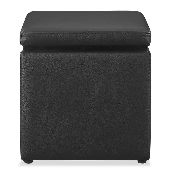 Manitoba 18\" Square Faux Leather Storage Ottoman - Black
