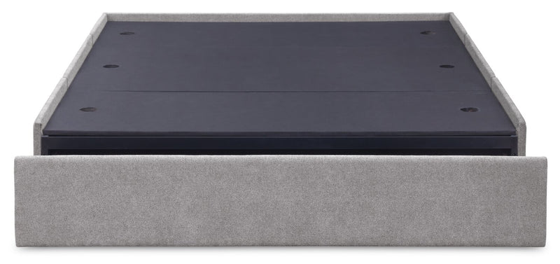 Amos Upholstered Storage Bed Base in Grey Fabric with 3 Built-in Drawers  - Queen Size