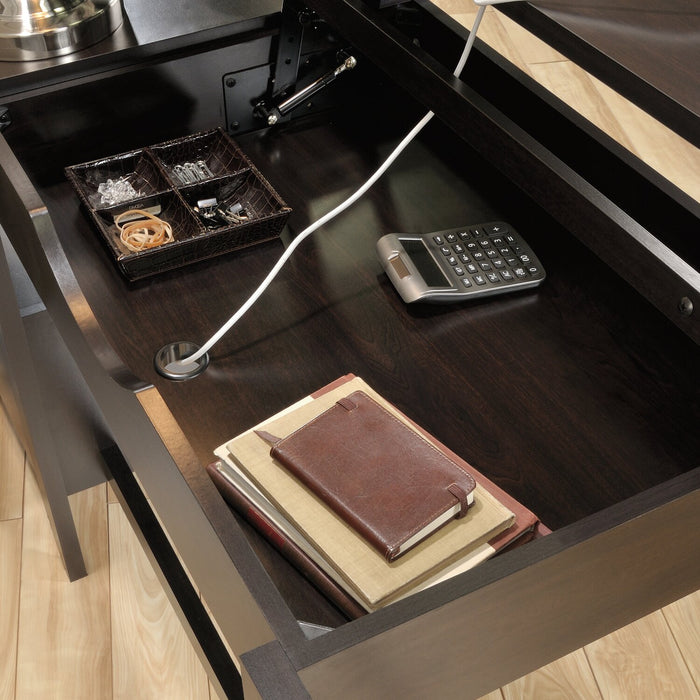Murray 53” Traditional Lift Top Office Desk with Storage - Dark Brown