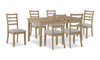 Cove 7pc Dining Table Set with Table & 6 Chairs, Storage Drawers, Melamine, 66\"W - Natural/Grey