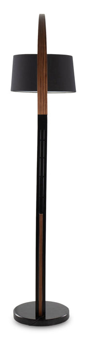 Sybil 18\" Mid-Century Modern Floor Lamp with Marble Base – Black Walnut