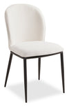 Ace Dining Chair with Linen-Look Fabric, Metal - Ivory