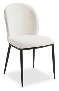 Ace Dining Chair with Linen-Look Fabric, Metal - Ivory 