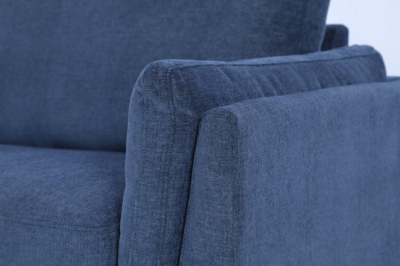 Zara 2-Piece Left-Facing Fabric Sectional with Chaise and Wood Legs - Navy