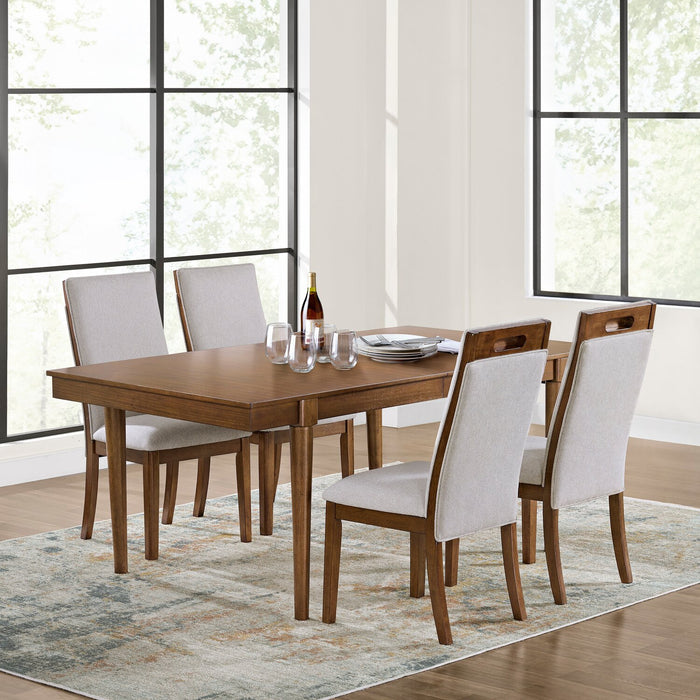 Ember 5pc Dining Set with Table & 4 Chairs, 74-92\"W - Grey & Brown
