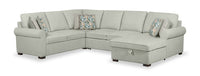 Haven 4-Piece Chenille Right-Facing Sleeper Sectional - Seafoam  