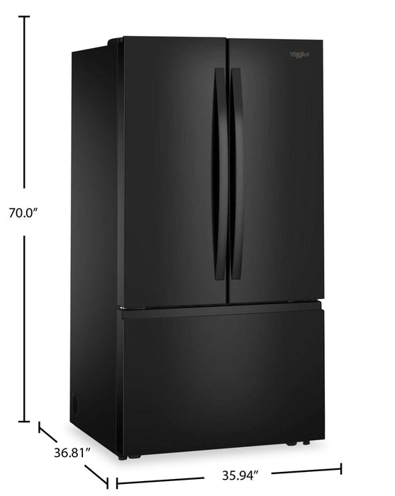Whirlpool 36\" 31 Cu. Ft. French-Door Refrigerator with Ice Maker - Black - WRFF3136SB