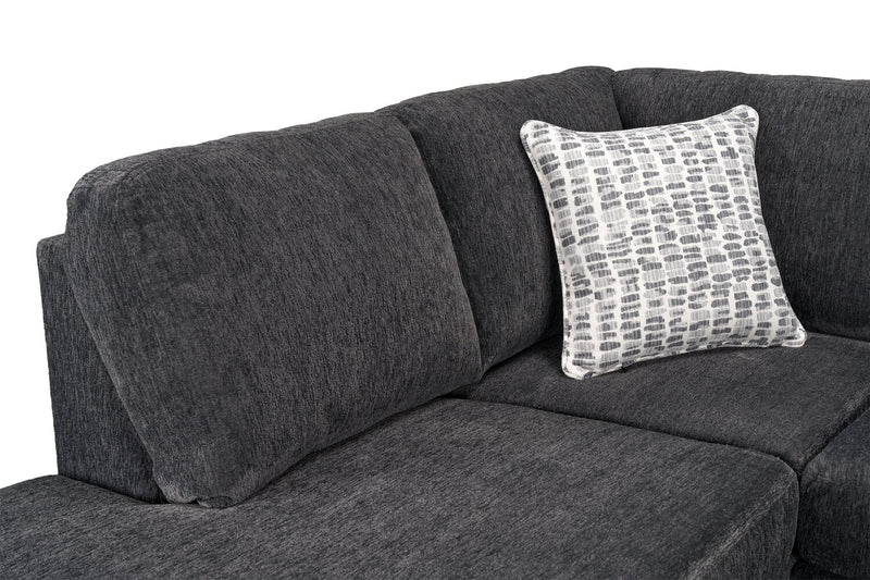 Made in Canada Morgan 2-Piece Left-Facing Chenille Fabric Sofa Bed Sectional with Accent Pillows - Grey