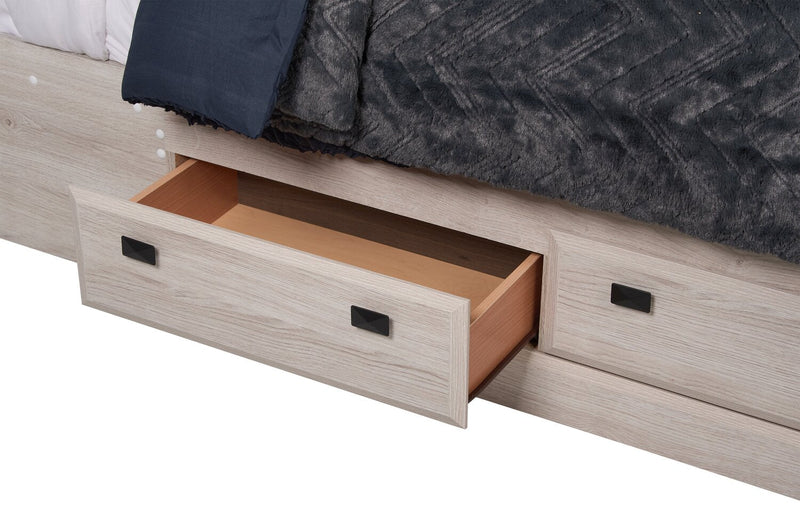 Yorkdale 6-Drawer Platform Bed with Headboard & Storage Frame, Made in Canada, White - Full Size