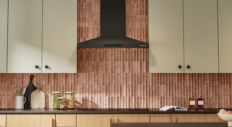 KitchenAid 36\" Wall-Mount 4-Speed Canopy Range Hood – Black Ore - KVWC736SBE