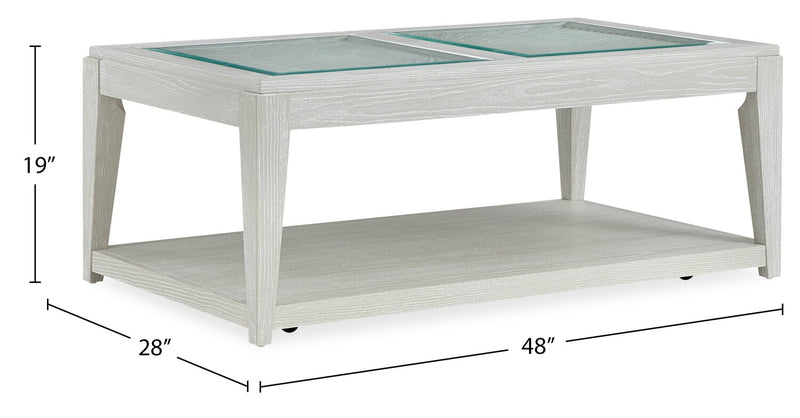 Vida 48” Solid Wood Coffee Table with Shelf and Casters - Sand