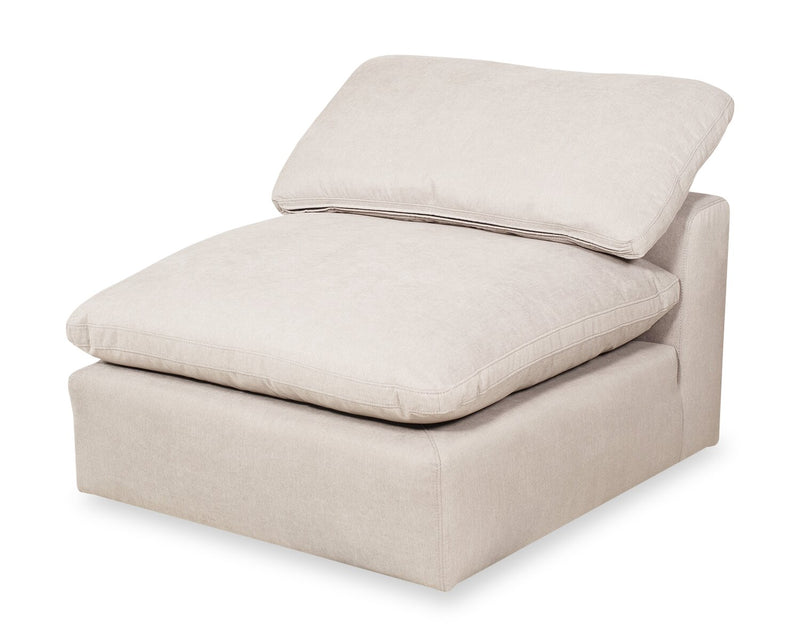 Eclipse Modular 6-Piece Linen-Look Fabric Pit Sofa Sectional with Reversible Feather Down Cushions - Linen White