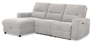 Meadow 2-Piece Left-Facing River Grey Chenille Fabric Power Reclining Sectional with Storage Chaise