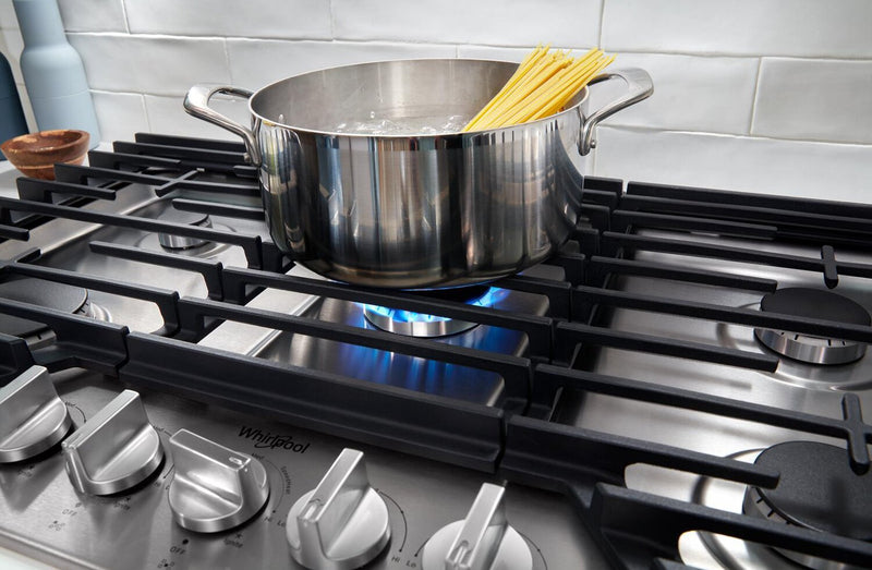 Whirlpool 30\" Gas Cooktop with 2-in-1 Hinged Grate to Griddle - WCGK7530PS