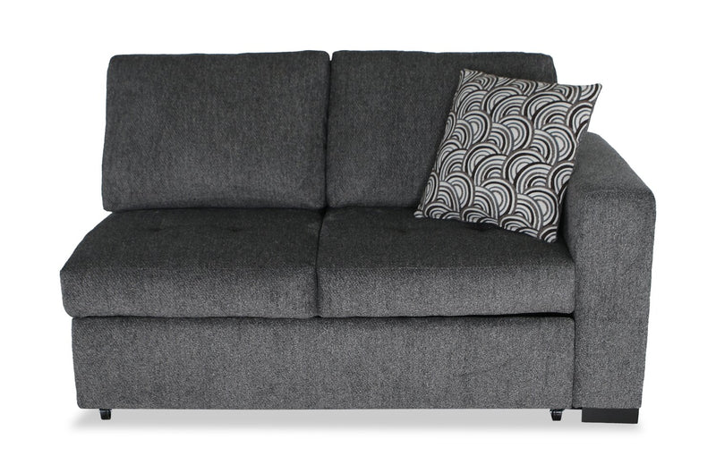 Made in Canada Legend 2-Piece Left-Facing Chenille Fabric Cuddler Sleeper Sectional - Pepper Grey
