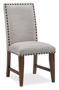 Boden Dining Chair with Polyester Fabric & Nailhead Trim - Beige & Brown 