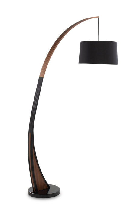 Sybil 18\" Mid-Century Modern Floor Lamp with Marble Base – Black Walnut