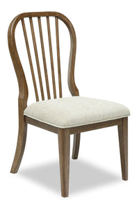 Clara Dining Chair with Polyester Fabric, Spindle-Back - Brown 