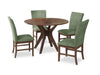 Rain 5pc Dining Set with Table & 4 Green Chairs, 45\"W Round - Green/Brown