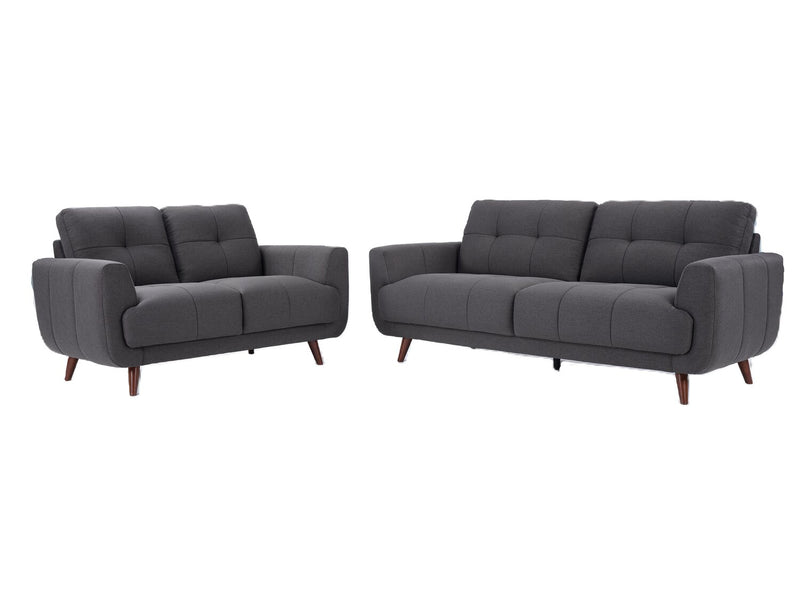 Brook 84\" Fabric Sofa with Tufted Cushions – Charcoal