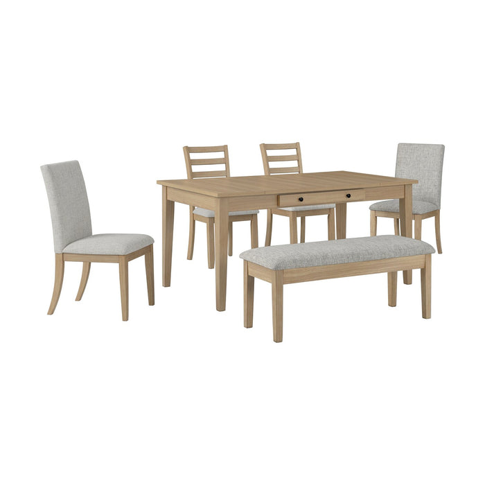 Cove Dining Table with Storage Drawers, Melamine, 66\"W - Natural/Grey