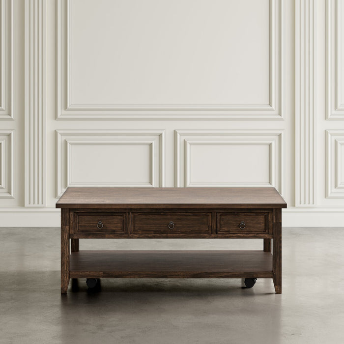 Branson 48\" Lift Top Coffee Table with Storage and Casters - Dark Brown