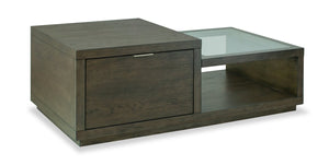 Hatfield 52” Modern Solid Wood Coffee Table with Storage and Casters - Homestead Brown