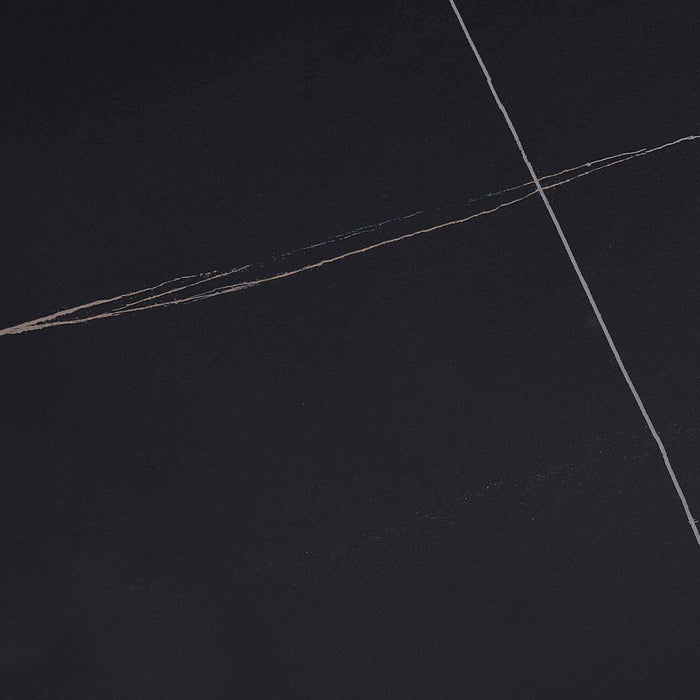 Juno 48\" Modern Sofa Table with Sintered Stone Top - Black