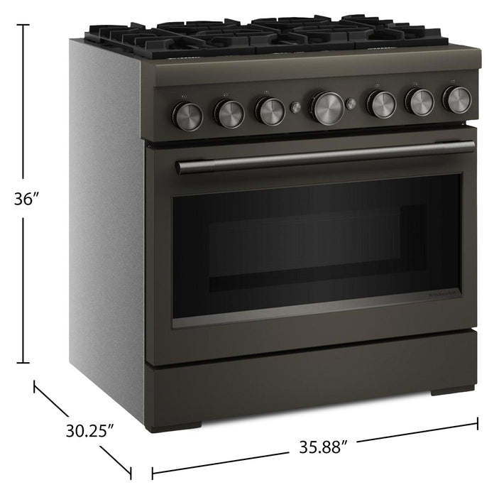 KitchenAid 5.1 Cu. Ft. Dual Fuel Range with No Preheat Air Fry – Black Ore - KFDS936SBE