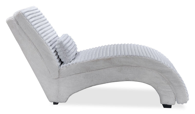 Cleo 26\" Ultra Plush Faux Fur Fabric Chaise Lounge with Accent Pillow - Light Grey