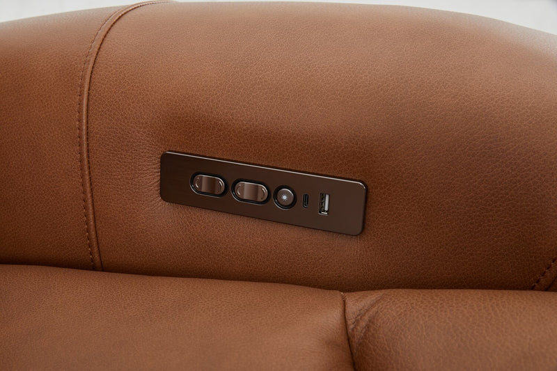 Shaquille O’Neal Home Titan 92\" Genuine Leather Power Reclining Sofa with Shaq-o-pedic Comfort – Earth