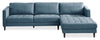 Metro 2-Piece Right-Facing Fabric Sectional with Chaise and Tufted Seat Cushions - Denim Blue