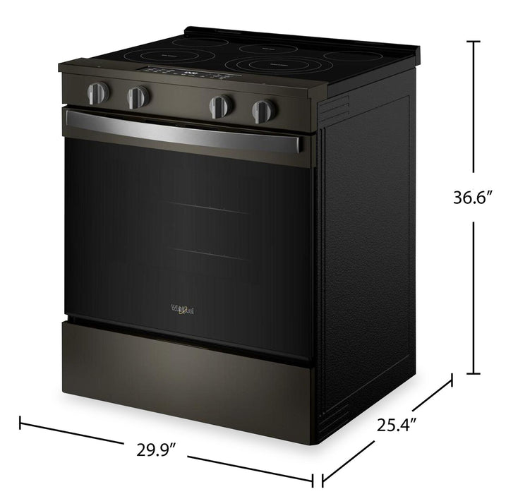 Whirlpool 30\" 5.3 Cu. Ft. Electric Range with Air Cooking – Black on Stainless - YWSES5030SV